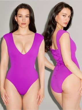NWT TA3 Muscle One Piece Swimsuit Orchid Lace Up Back 2X